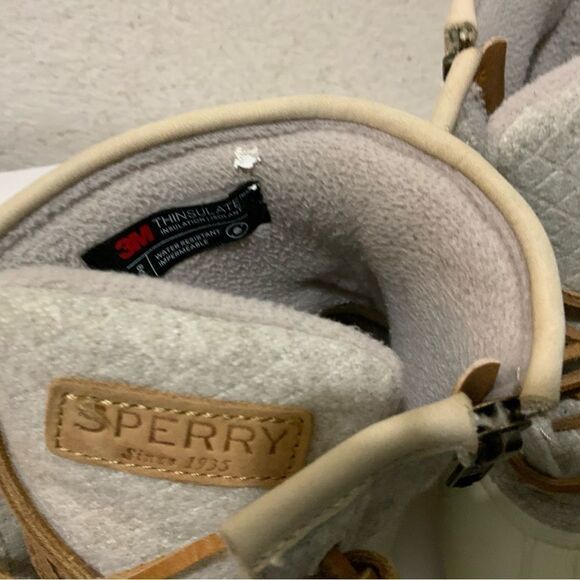 Sperry Duck Boots Women's Sz 7Shoes White Saltwater Emboss Wool Lined STS82473 - Picture 7 of 13